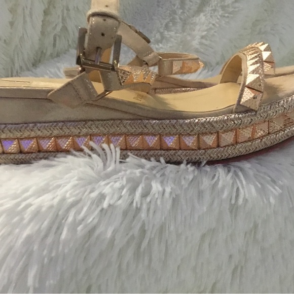 Christian Louboutin Beige Studded Sandals - Picture 4 of 12